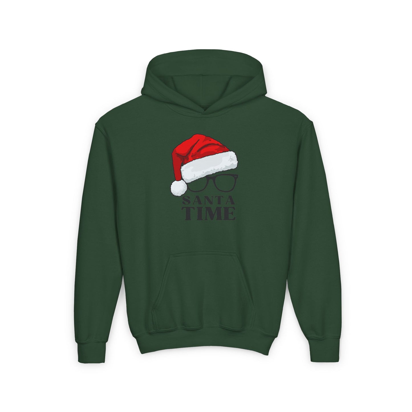 Santa Time Youth Hoodie - Cozy Holiday Hooded Sweatshirt - Festive Santa Design