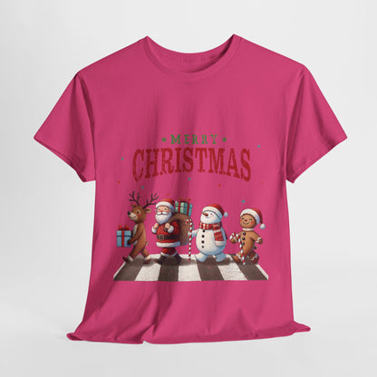 Merry Christmas Unisex Heavy Cotton Tee - Front & Back Holiday Print - 100% Cotton