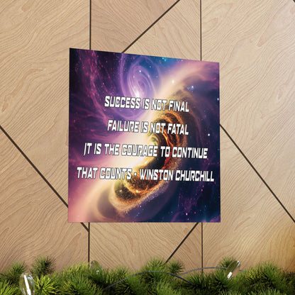 Galactic Inspiration: Vertical Poster with Winston Churchill's Timeless Quote