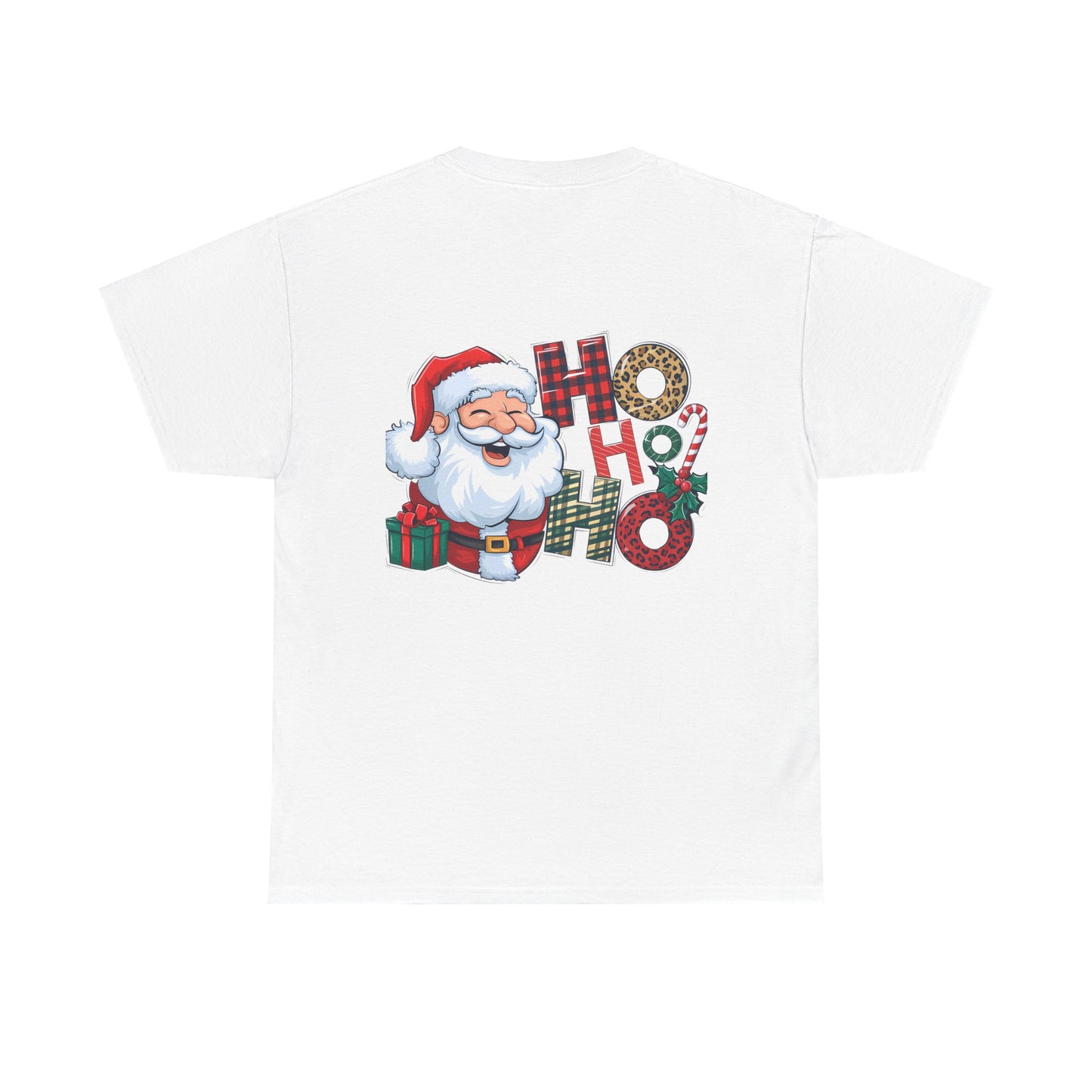 Merry Christmas Gnome and Santa Unisex Heavy Cotton Tee - Front & Back Print - 100% Cotton