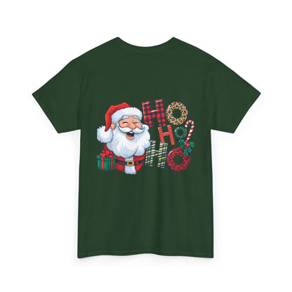 Merry Christmas Gnome and Santa Unisex Heavy Cotton Tee - Front & Back Print - 100% Cotton