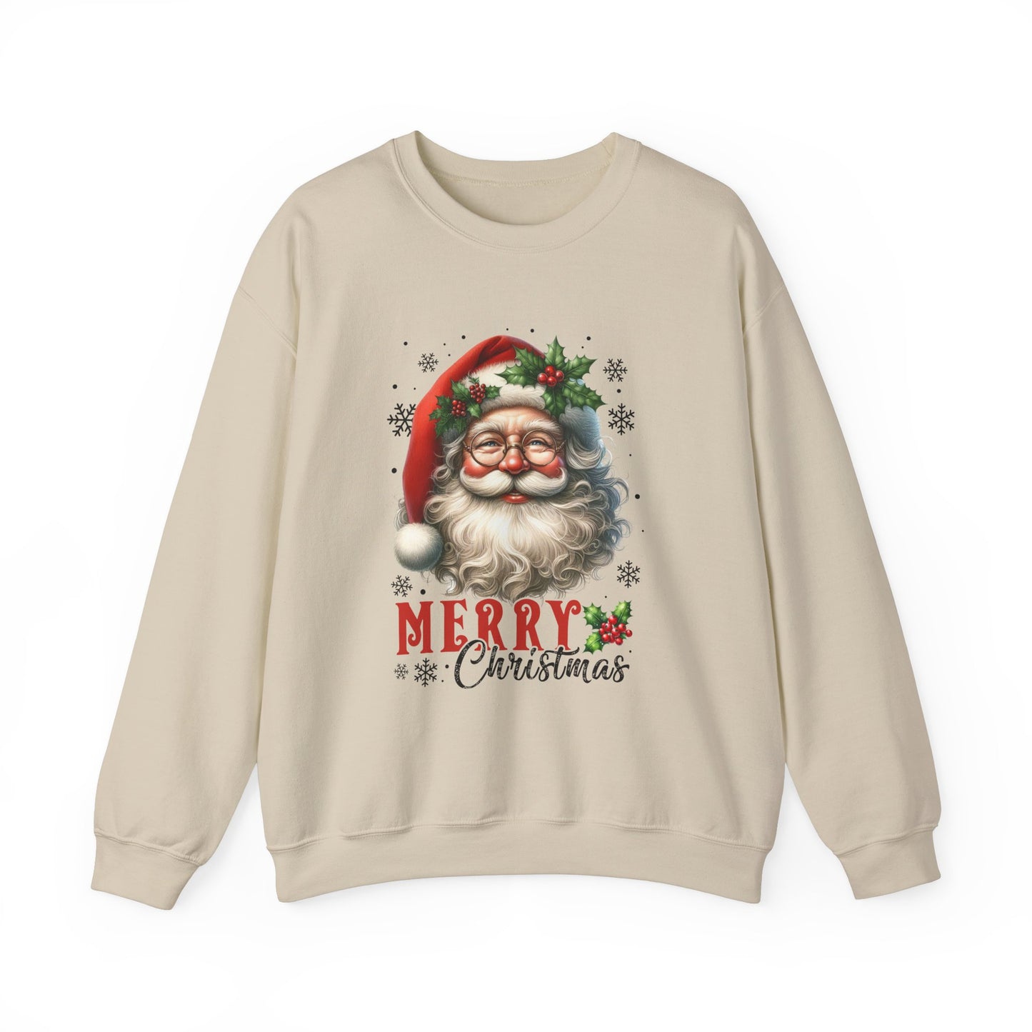 Santa Merry Christmas Unisex Crewneck Sweatshirt - Cozy Holiday Sweatshirt - Cotton Blend