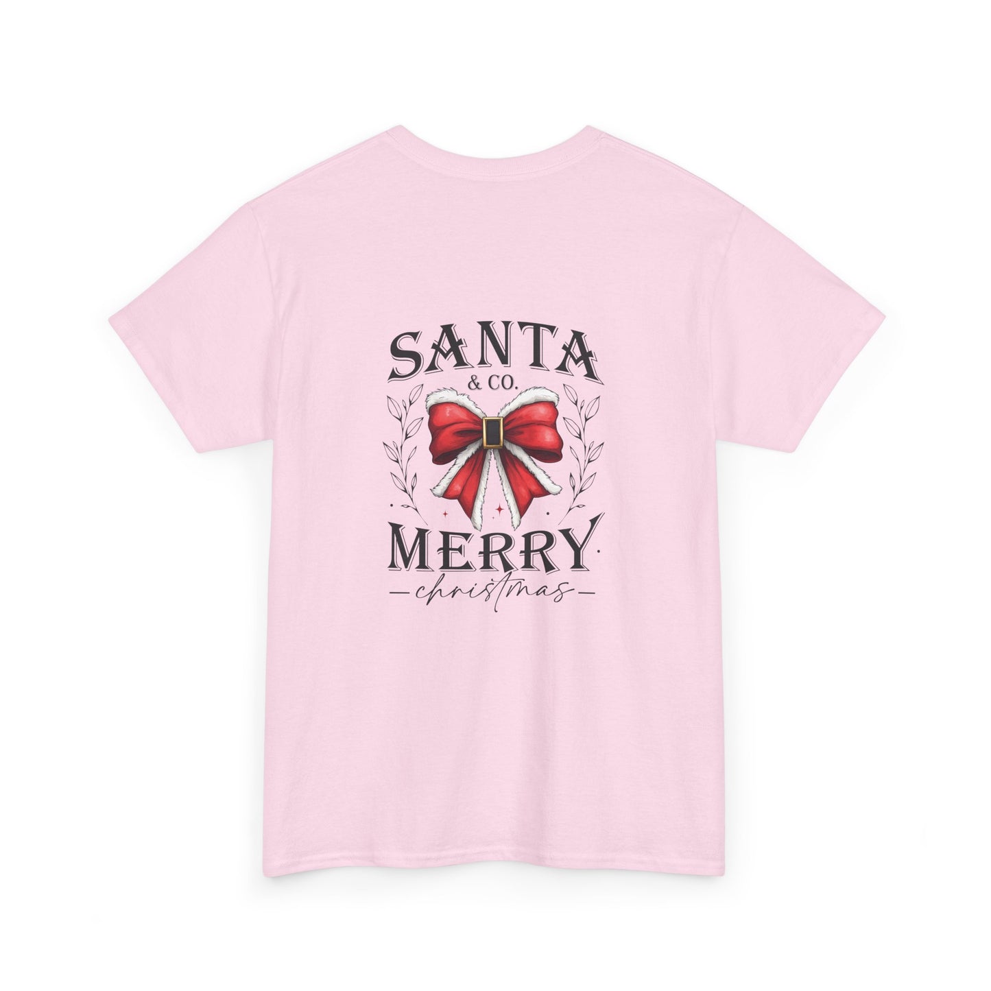 Merry Christmas Unisex Heavy Cotton Tee - Front & Back Holiday Print - 100% Cotton