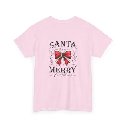 Merry Christmas Unisex Heavy Cotton Tee - Front & Back Holiday Print - 100% Cotton