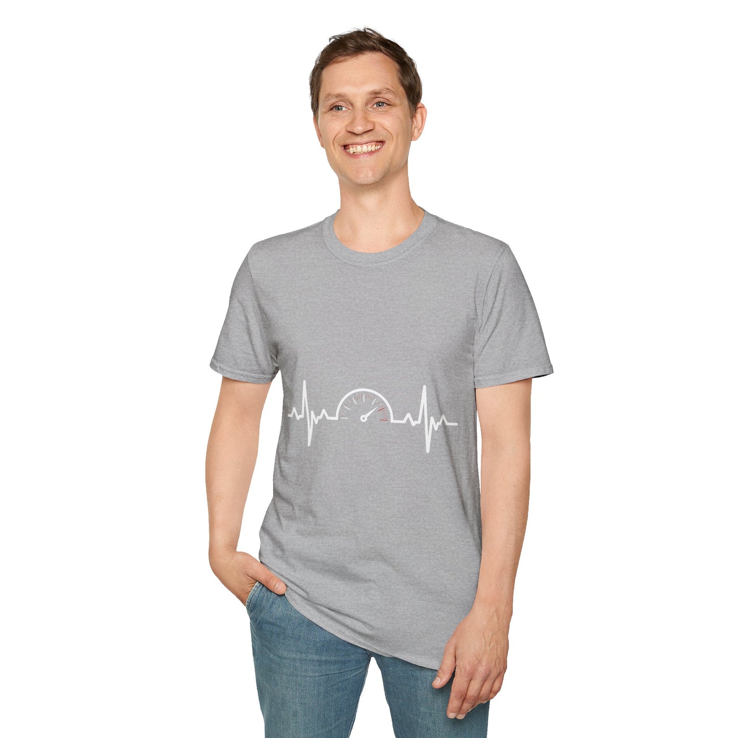 Tachometer Shirt RPM Heartbeat Gauge Unisex Heavy Cotton Tee