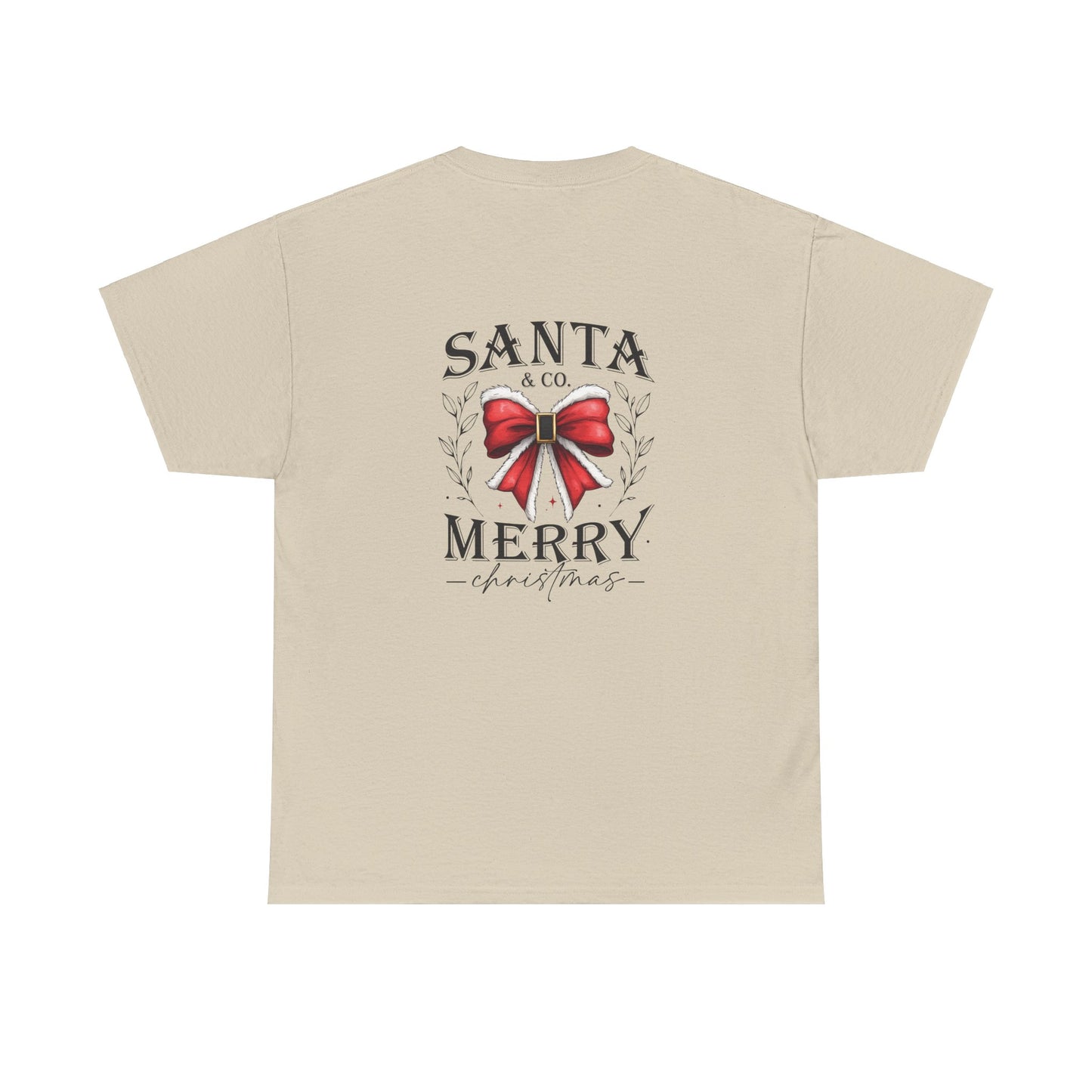 Merry Christmas Unisex Heavy Cotton Tee - Front & Back Holiday Print - 100% Cotton