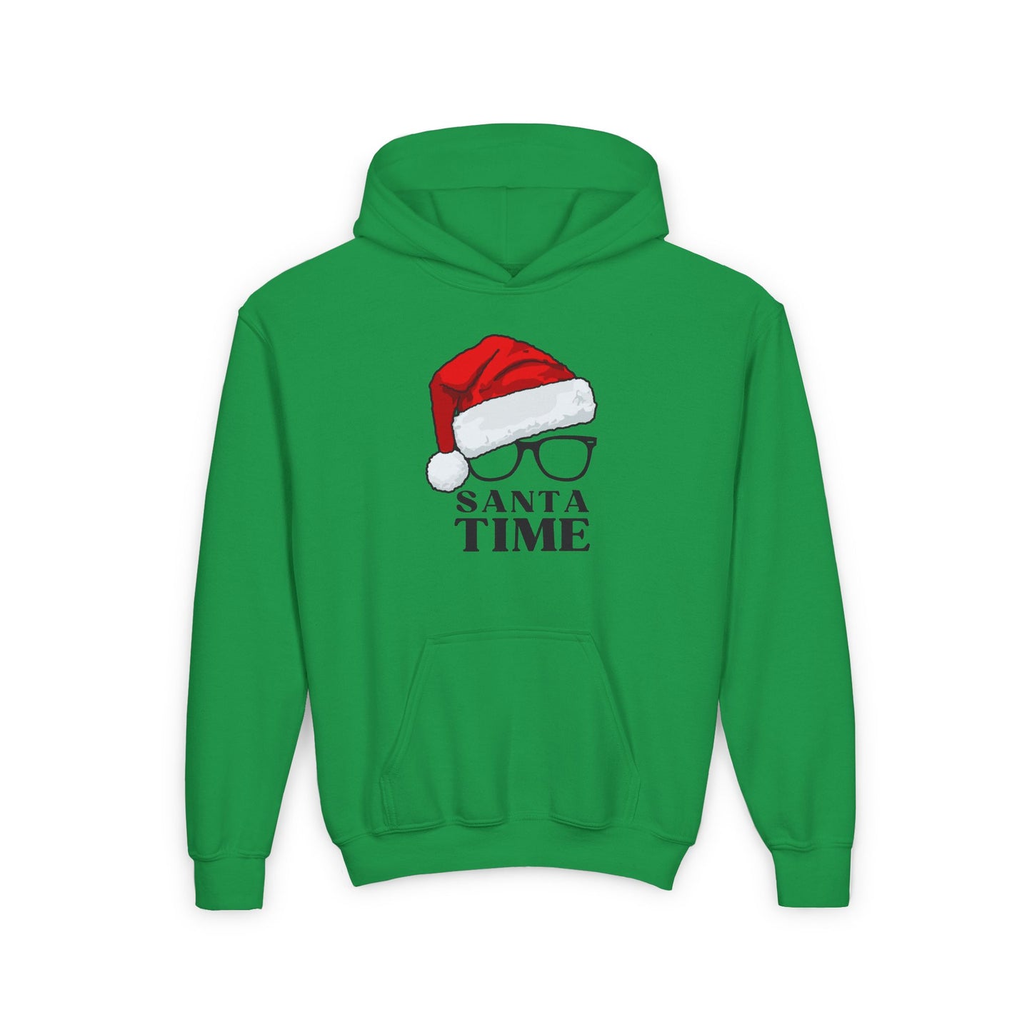 Santa Time Youth Hoodie - Cozy Holiday Hooded Sweatshirt - Festive Santa Design