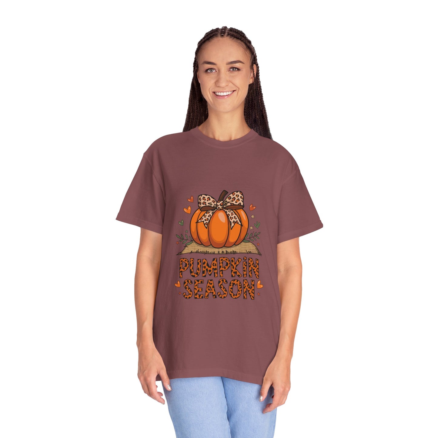 Pumpkin Season Unisex Garment-Dyed T-shirt – Leopard Print Pumpkin Fall Shirt