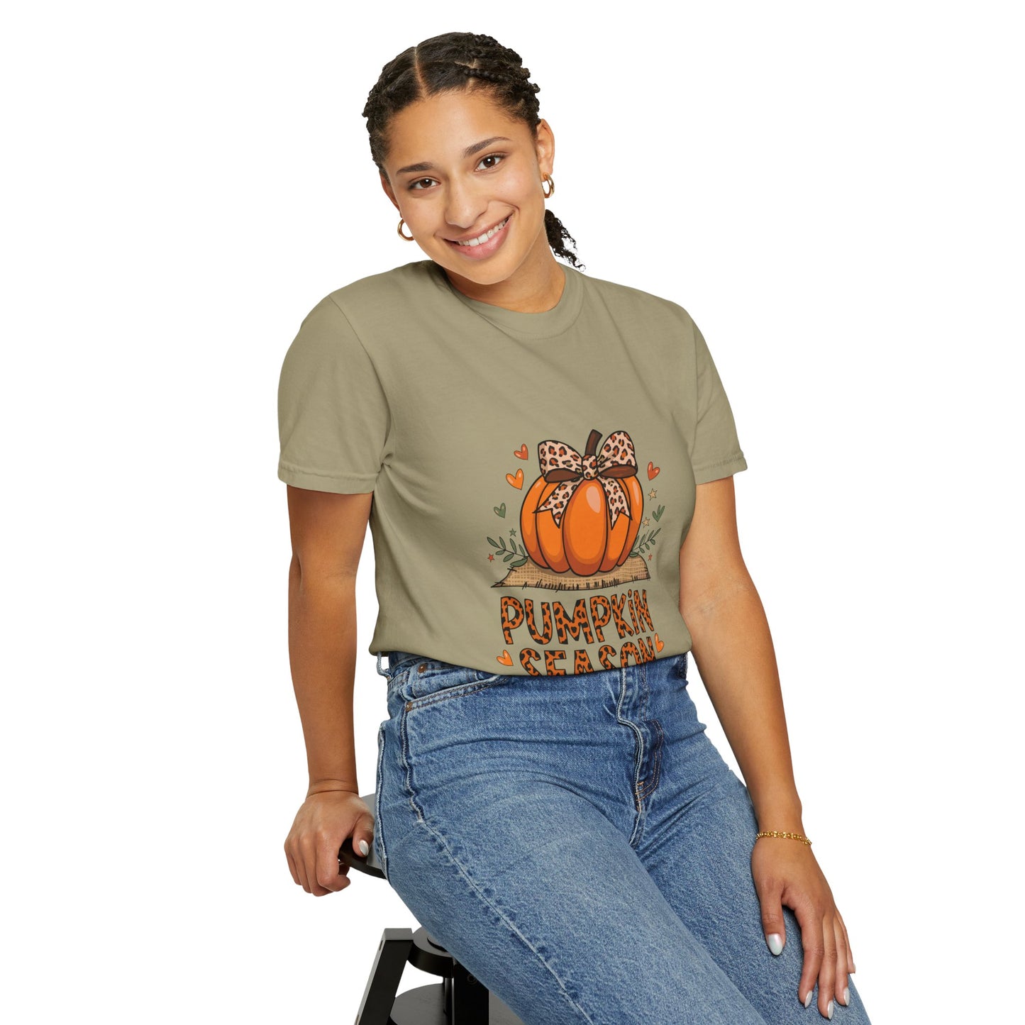 Pumpkin Season Unisex Garment-Dyed T-shirt – Leopard Print Pumpkin Fall Shirt