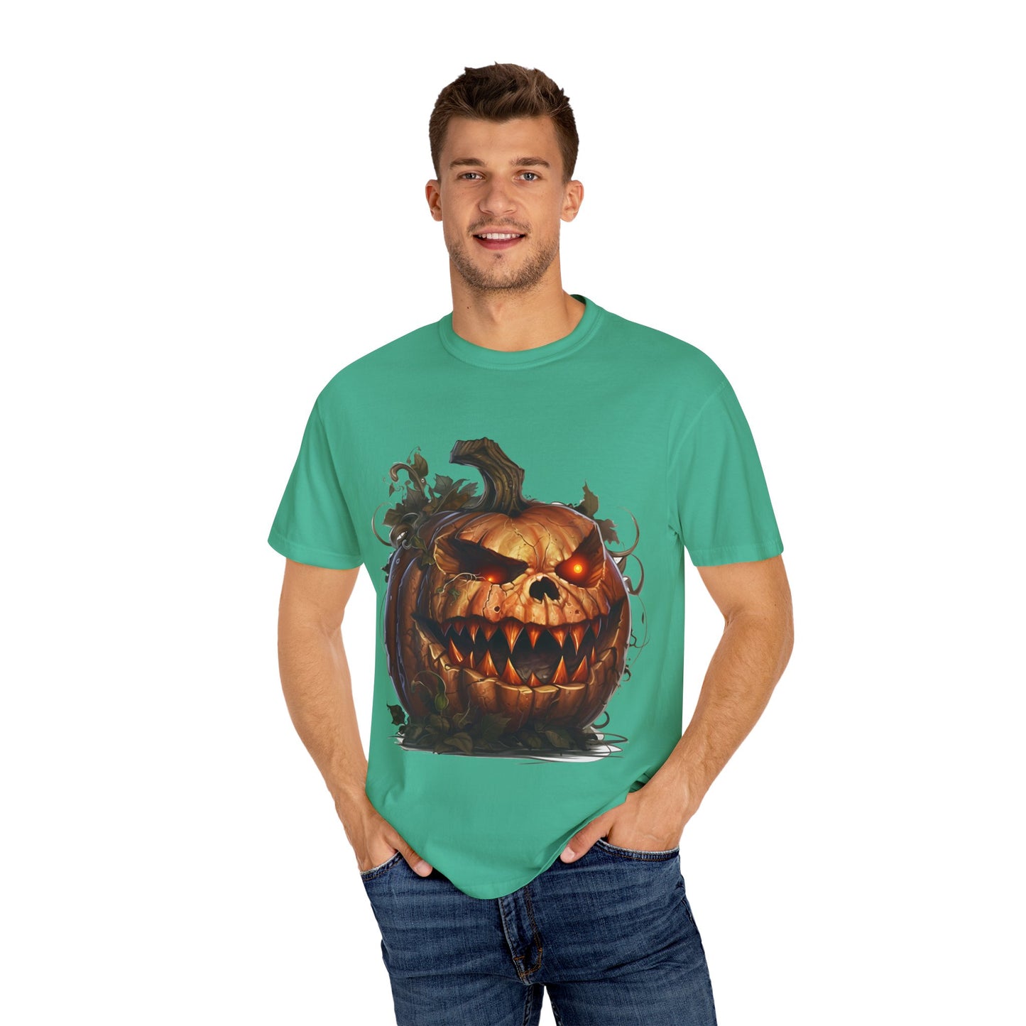 Unisex Garment-Dyed T-Shirt - Comfort Colors - Spooky Jack-O'-Lantern Design