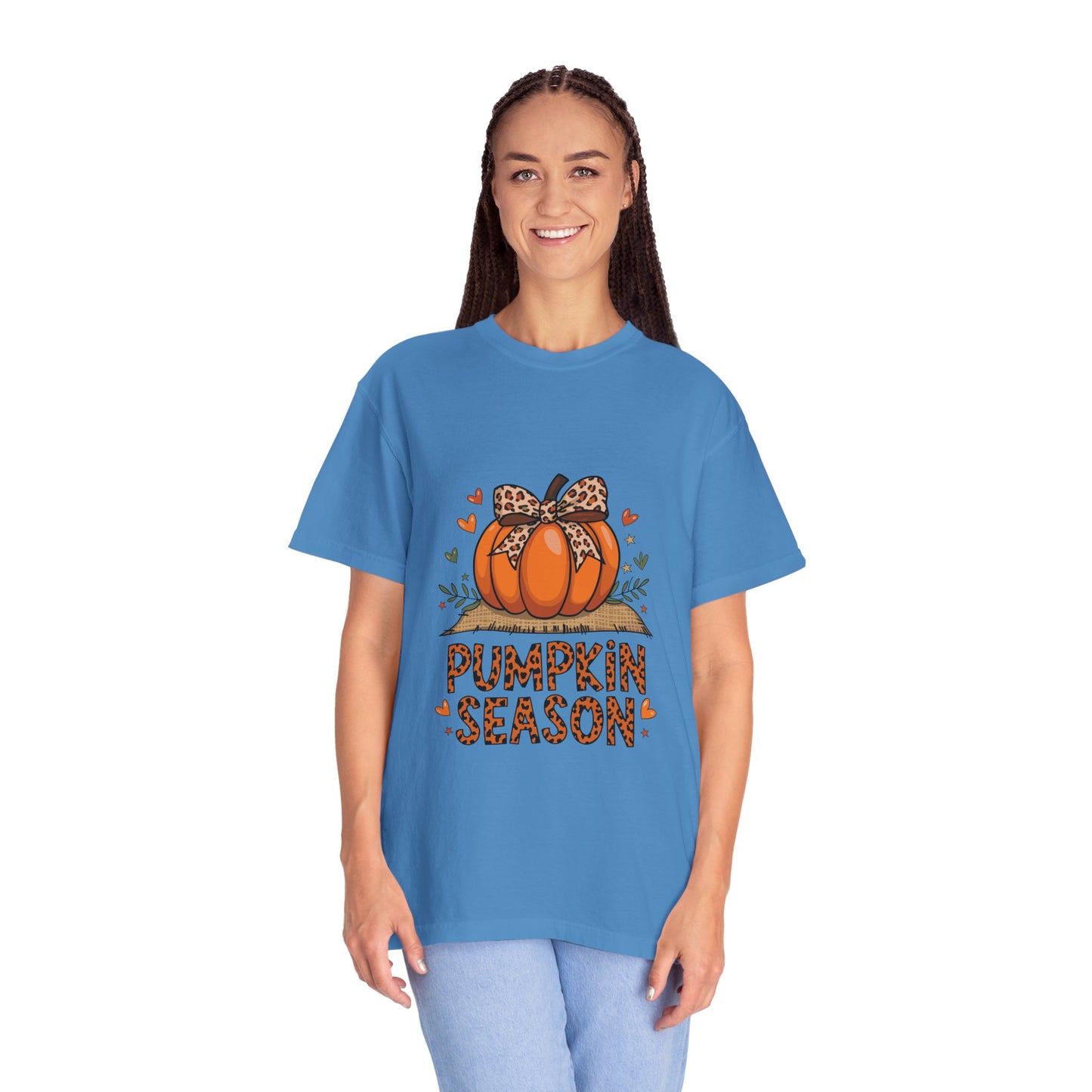 Pumpkin Season Unisex Garment-Dyed T-shirt – Leopard Print Pumpkin Fall Shirt