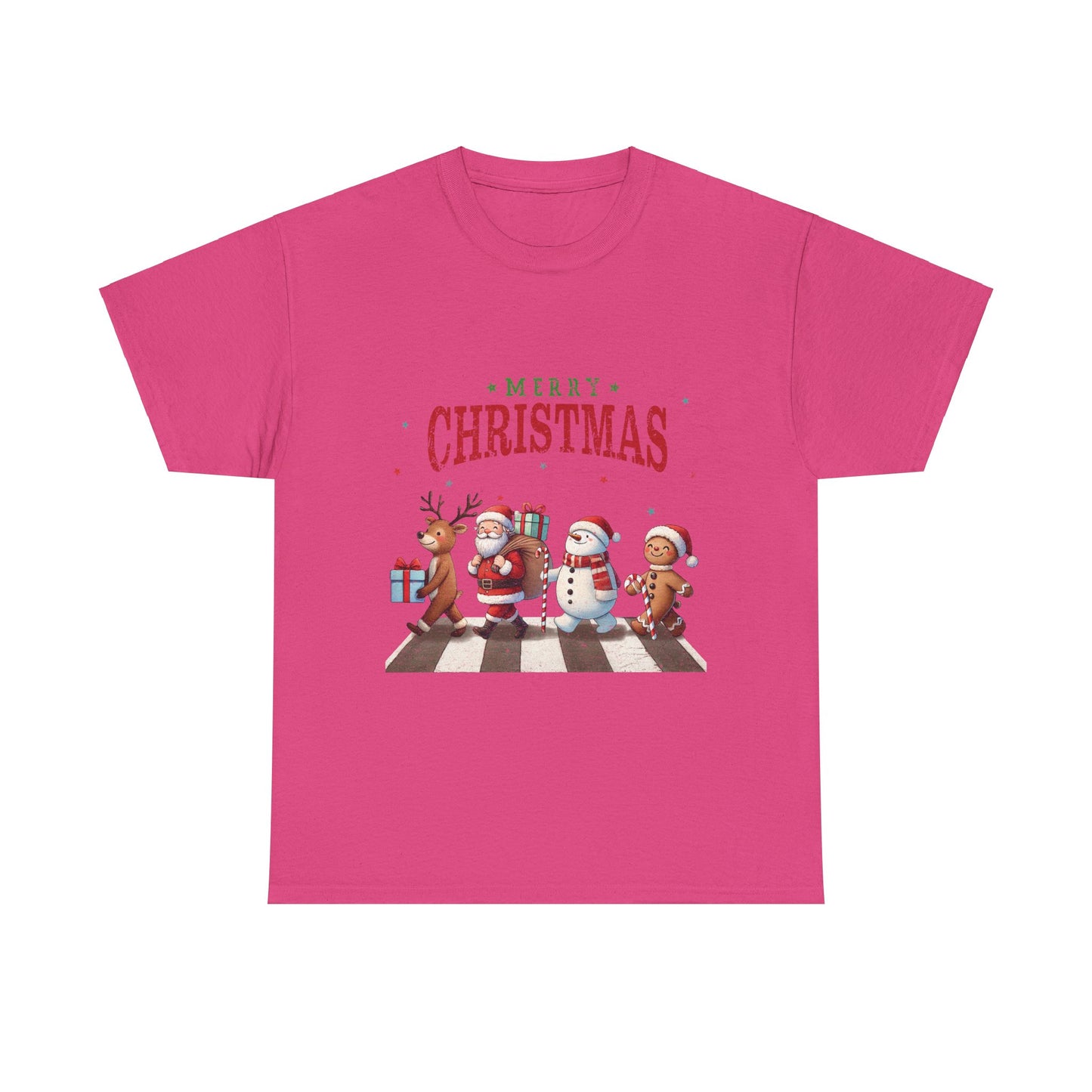 Merry Christmas Unisex Heavy Cotton Tee - Front & Back Holiday Print - 100% Cotton