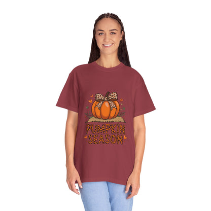 Pumpkin Season Unisex Garment-Dyed T-shirt – Leopard Print Pumpkin Fall Shirt