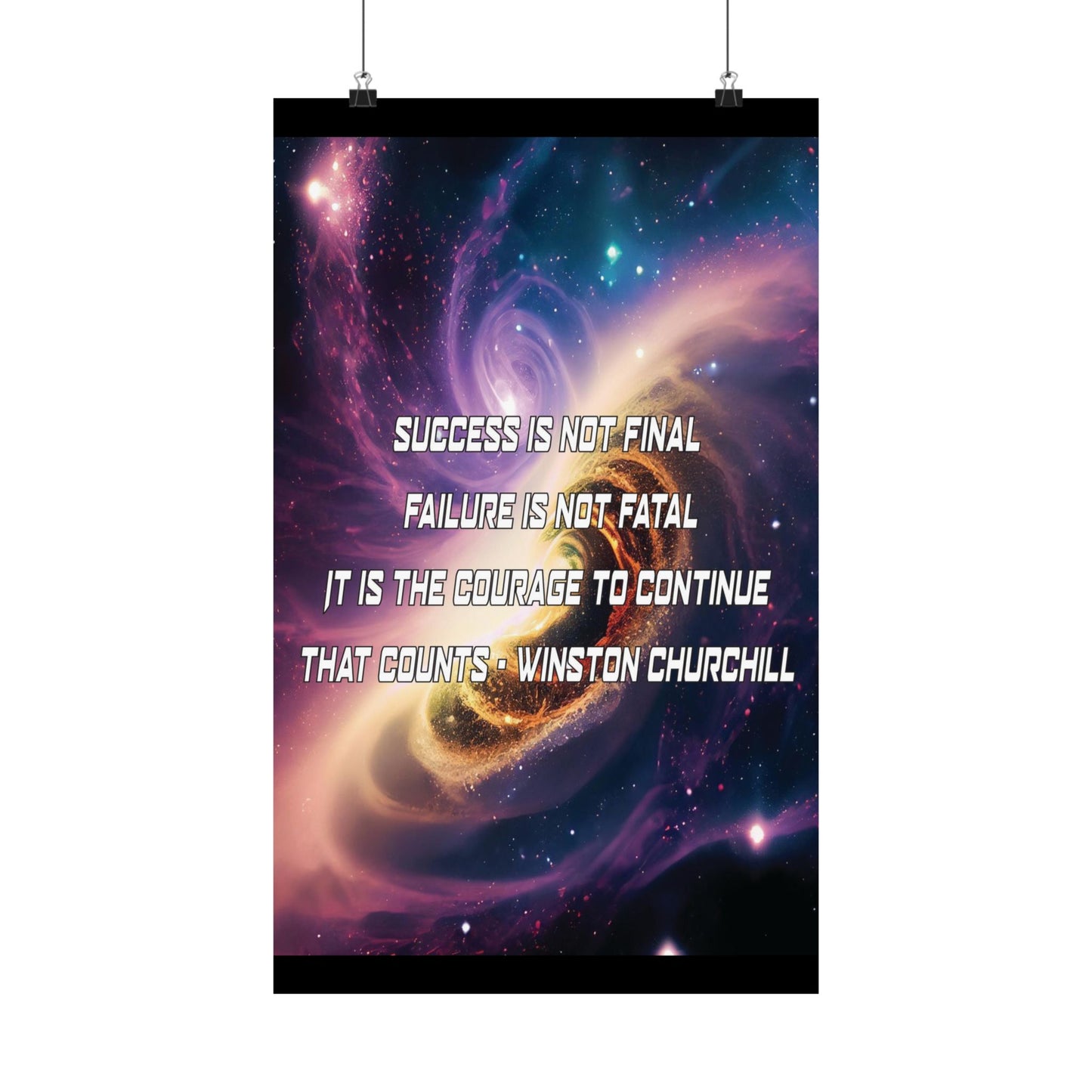 Galactic Inspiration: Vertical Poster with Winston Churchill's Timeless Quote