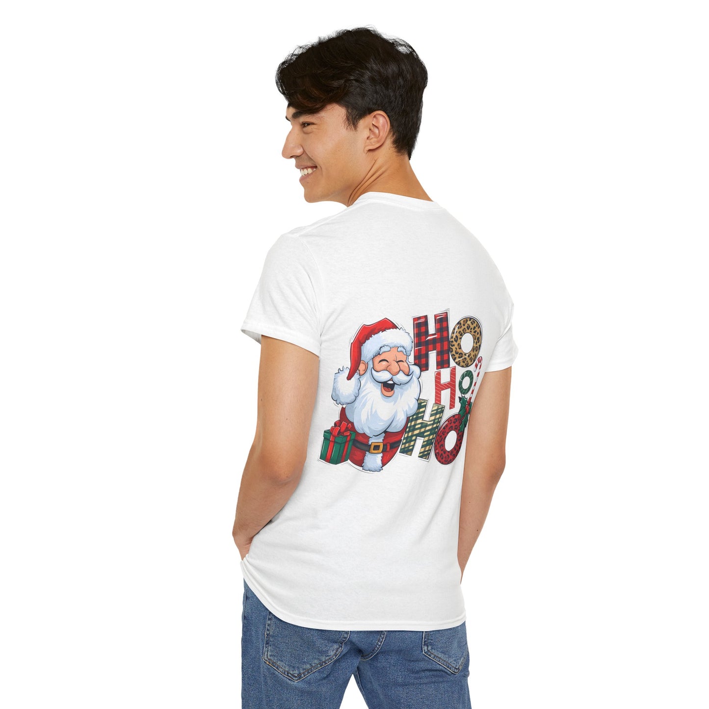 Merry Christmas Gnome and Santa Unisex Heavy Cotton Tee - Front & Back Print - 100% Cotton