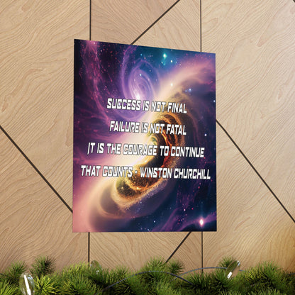 Galactic Inspiration: Vertical Poster with Winston Churchill's Timeless Quote