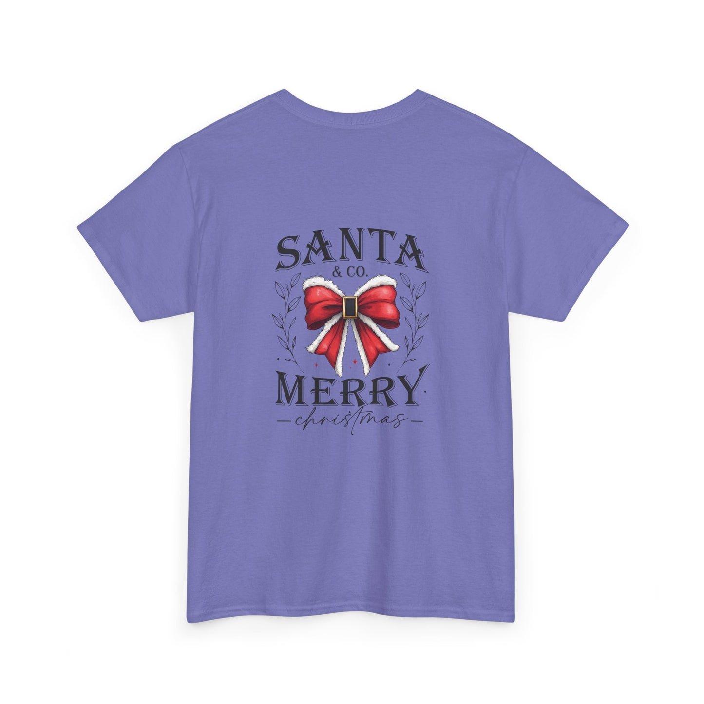 Merry Christmas Unisex Heavy Cotton Tee - Front & Back Holiday Print - 100% Cotton