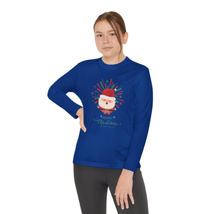 Festive Santa Youth Long Sleeve Tee - Moisture-Wicking Christmas Shirt