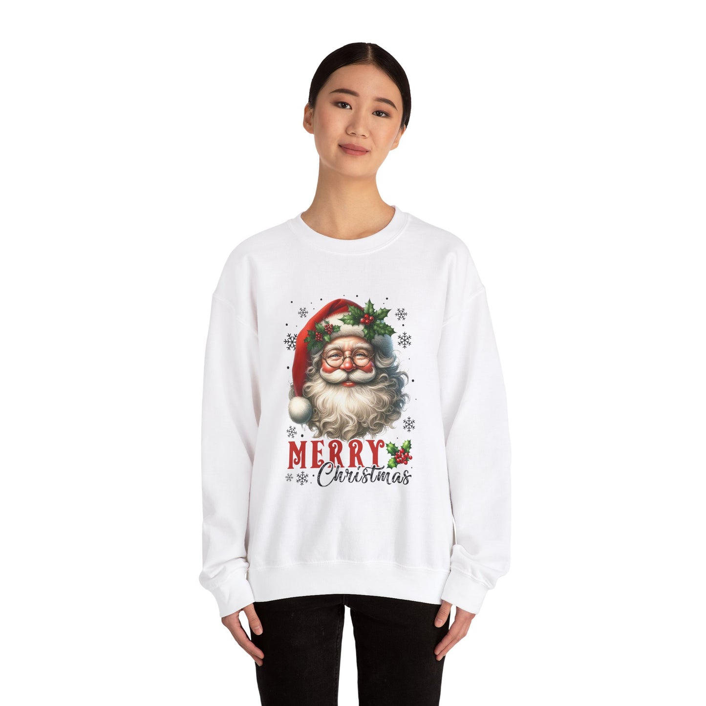 Santa Merry Christmas Unisex Crewneck Sweatshirt - Cozy Holiday Sweatshirt - Cotton Blend