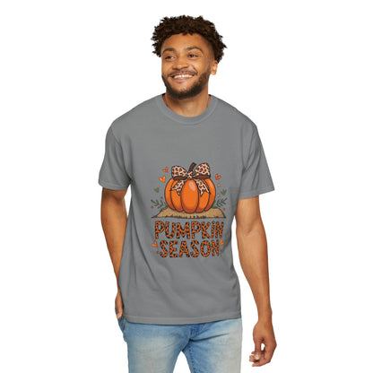 Pumpkin Season Unisex Garment-Dyed T-shirt – Leopard Print Pumpkin Fall Shirt