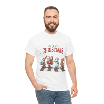 Merry Christmas Unisex Heavy Cotton Tee - Front & Back Holiday Print - 100% Cotton