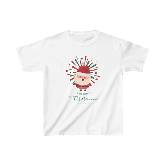 Festive Santa Delight: Kids Heavy Cotton™ Tee for Merry Christmas and Happy New Year