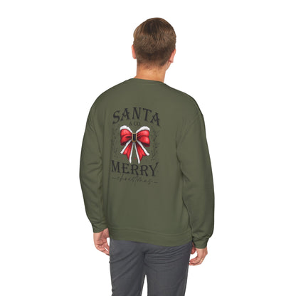 Santa Merry Christmas Unisex Crewneck Sweatshirt - Cozy Holiday Sweatshirt - Cotton Blend