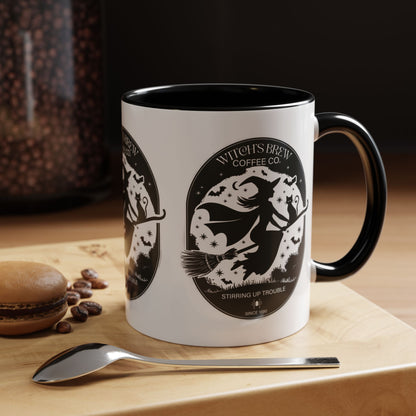 Witch's Brew Coffee Co. Accent Ceramic Mug - 11oz & 15oz - Stirring Up Trouble Design