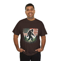 Bigfoot American Flag Shirt – Sasquatch Forest Graphic Cotton Tee