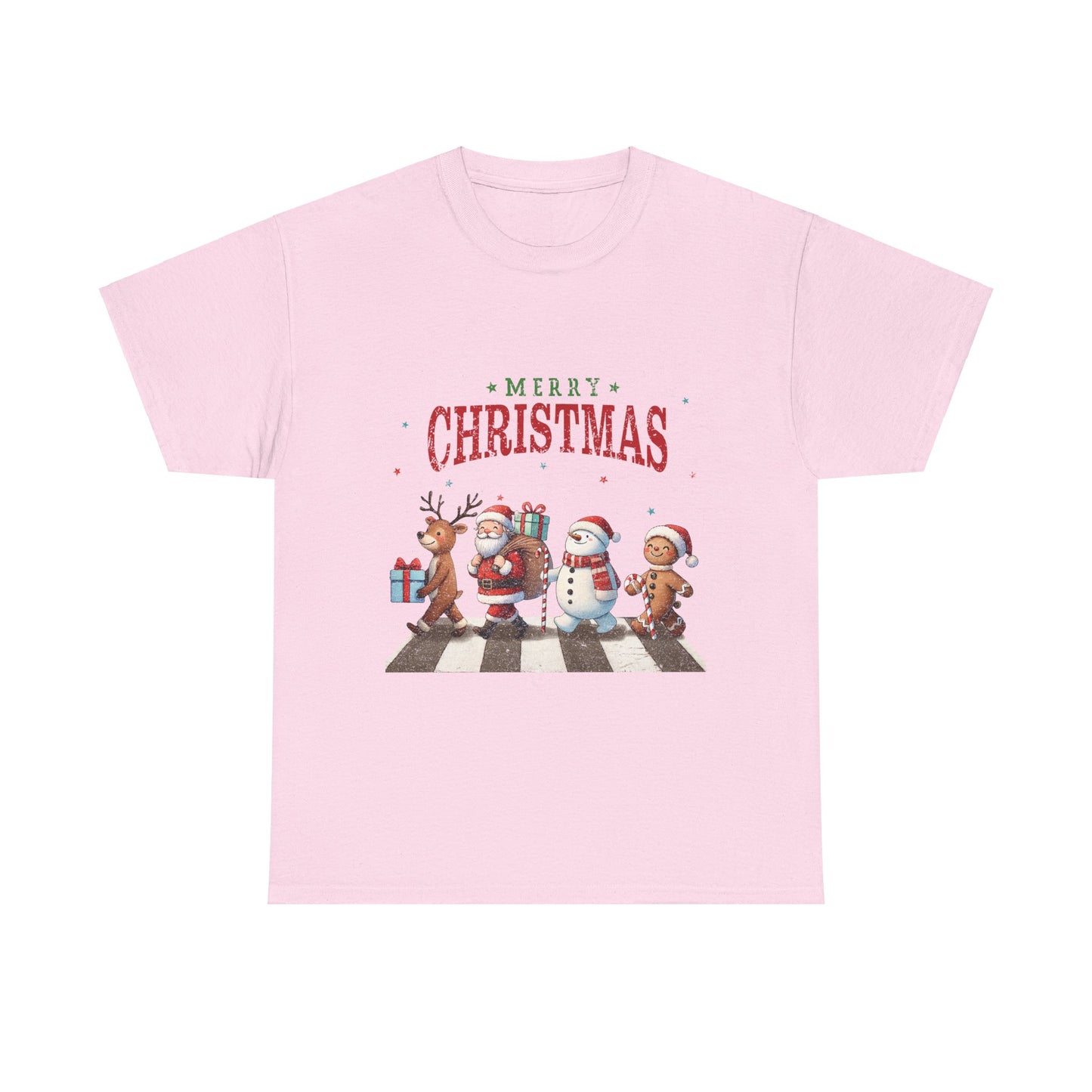 Merry Christmas Unisex Heavy Cotton Tee - Front & Back Holiday Print - 100% Cotton