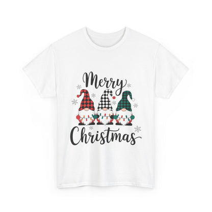 Merry Christmas Gnome and Santa Unisex Heavy Cotton Tee - Front & Back Print - 100% Cotton