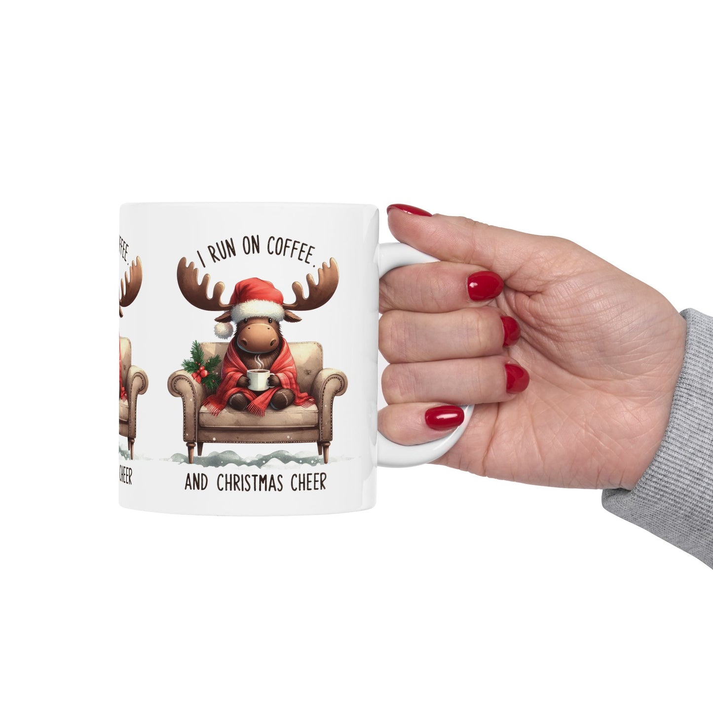 I Run on Coffee and Christmas Cheer Ceramic Mug - 11oz