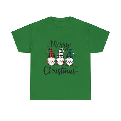 Merry Christmas Gnome and Santa Unisex Heavy Cotton Tee - Front & Back Print - 100% Cotton