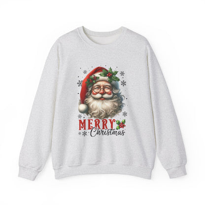 Santa Merry Christmas Unisex Crewneck Sweatshirt - Cozy Holiday Sweatshirt - Cotton Blend