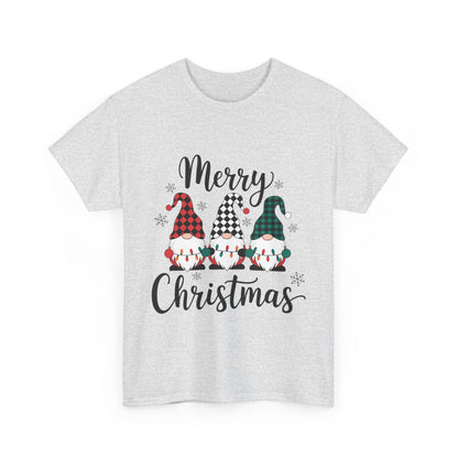 Merry Christmas Gnome and Santa Unisex Heavy Cotton Tee - Front & Back Print - 100% Cotton