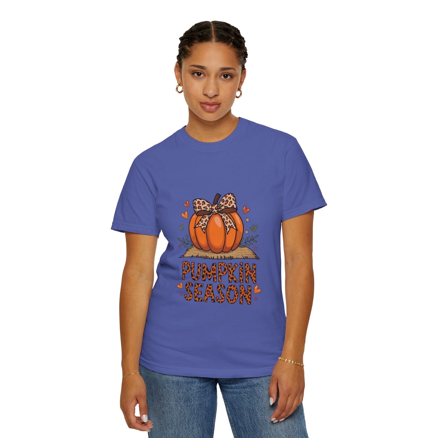 Pumpkin Season Unisex Garment-Dyed T-shirt – Leopard Print Pumpkin Fall Shirt