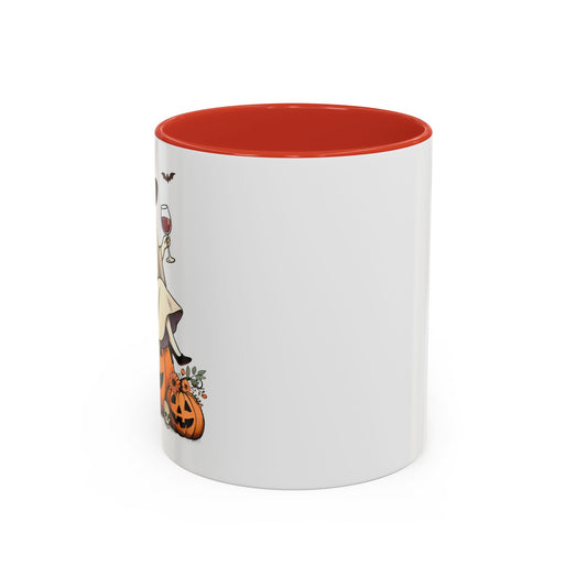 Ghost Wine Accent Coffee Mug – Halloween Ceramic Mug (11oz, 15oz)