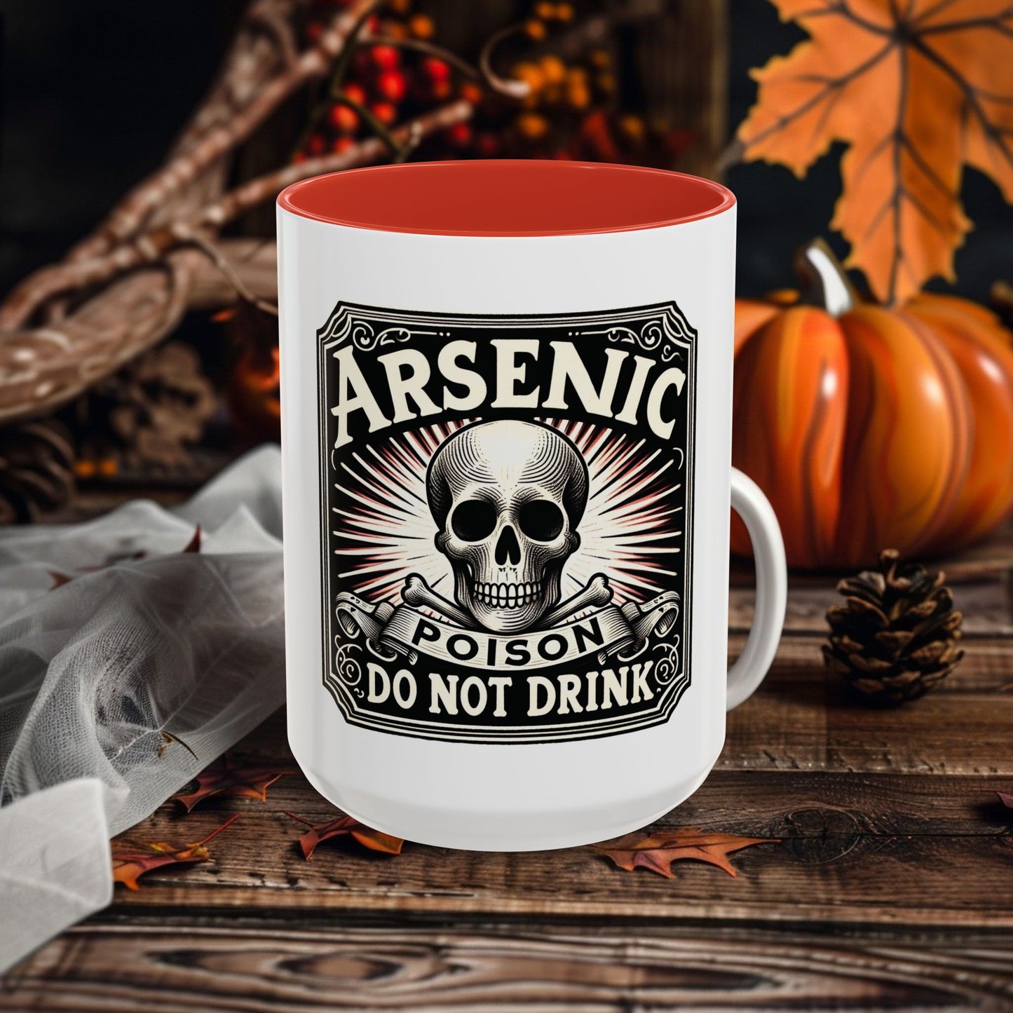 Arsenic Poison Accent Coffee Mug – Skull & Warning Design Ceramic Mug (11oz, 15oz)