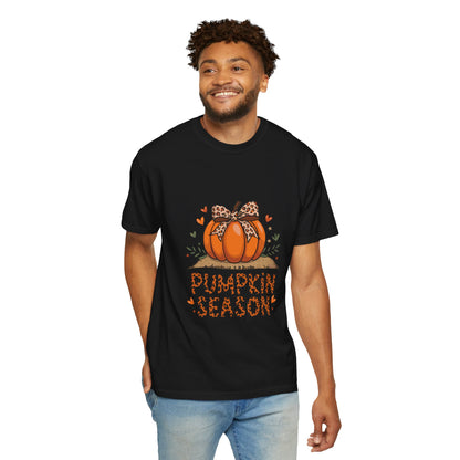 Pumpkin Season Unisex Garment-Dyed T-shirt – Leopard Print Pumpkin Fall Shirt