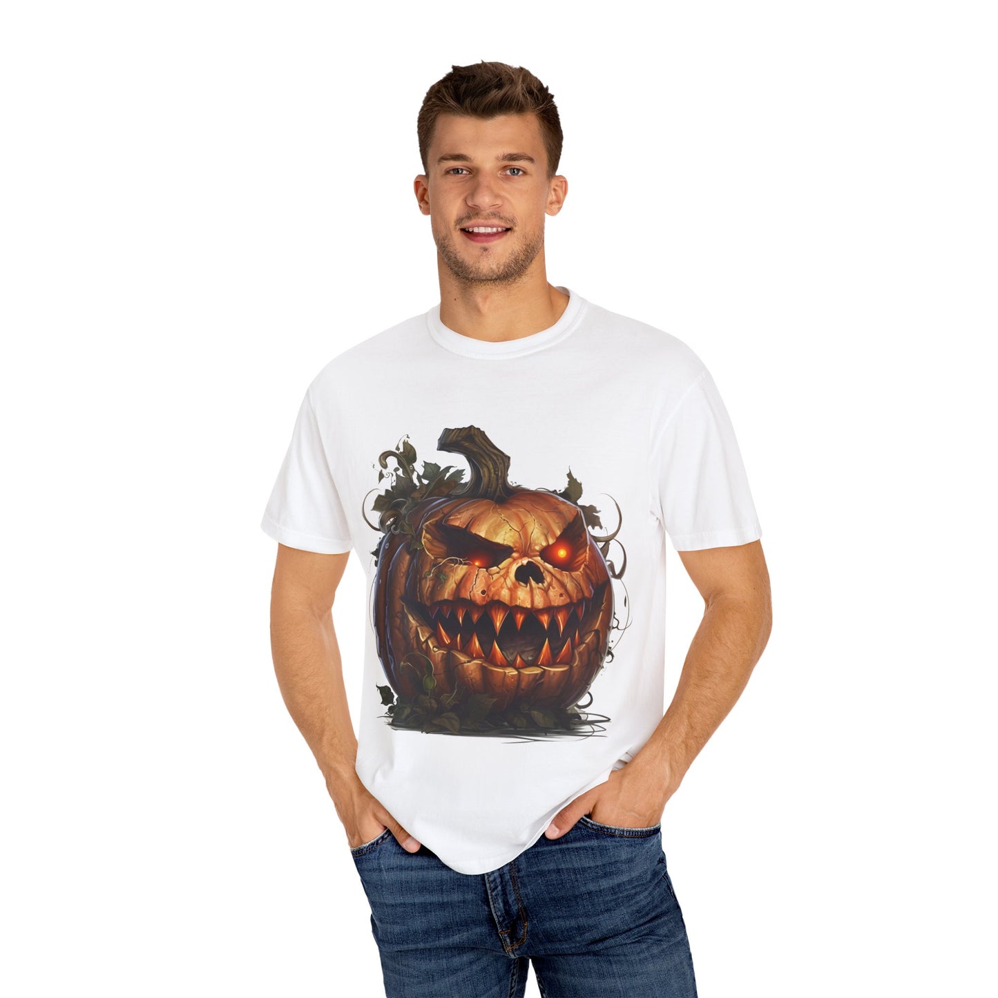 Unisex Garment-Dyed T-Shirt - Comfort Colors - Spooky Jack-O'-Lantern Design