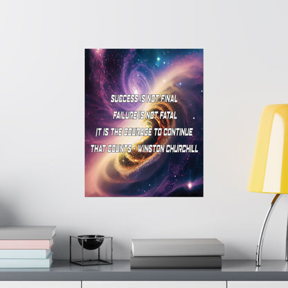 Galactic Inspiration: Vertical Poster with Winston Churchill's Timeless Quote