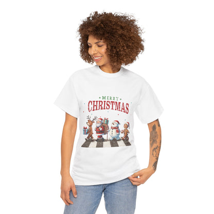 Merry Christmas Unisex Heavy Cotton Tee - Front & Back Holiday Print - 100% Cotton