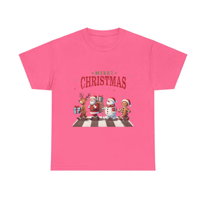 Merry Christmas Unisex Heavy Cotton Tee - Front & Back Holiday Print - 100% Cotton