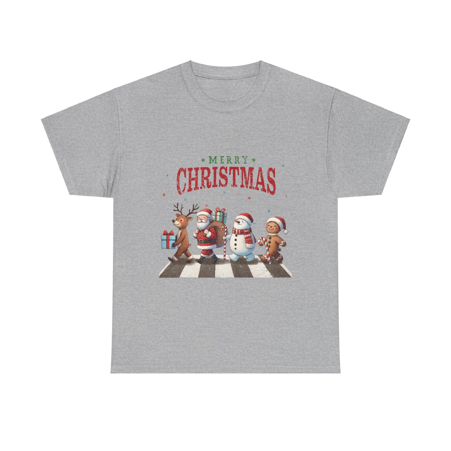 Merry Christmas Unisex Heavy Cotton Tee - Front & Back Holiday Print - 100% Cotton