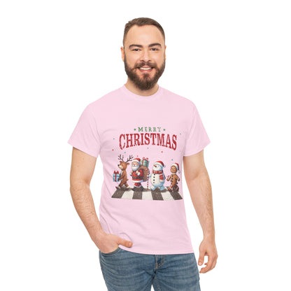 Merry Christmas Unisex Heavy Cotton Tee - Front & Back Holiday Print - 100% Cotton