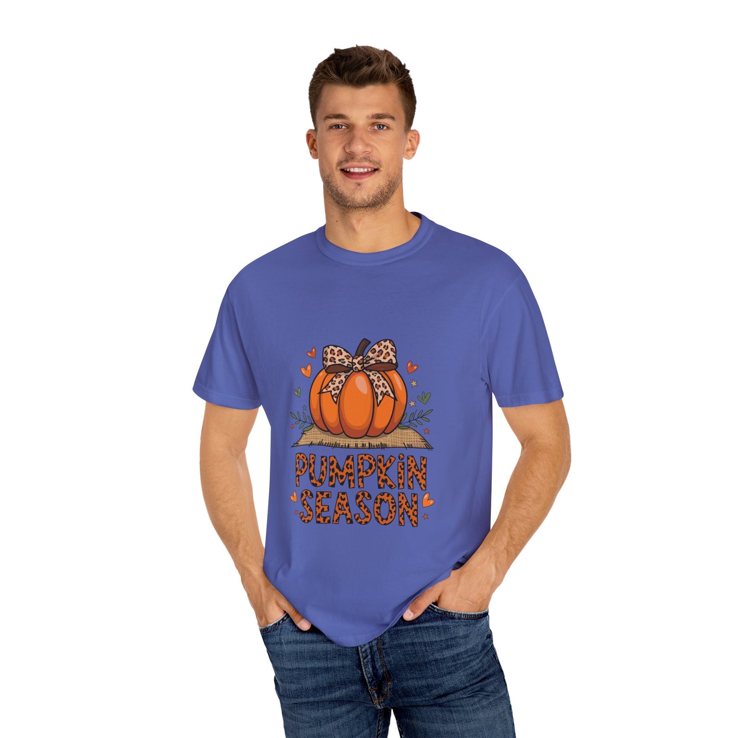 Pumpkin Season Unisex Garment-Dyed T-shirt – Leopard Print Pumpkin Fall Shirt