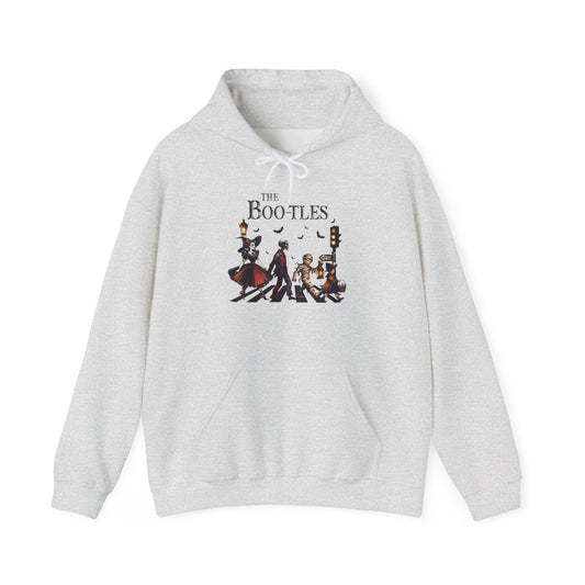 Unisex Heavy Blend Hooded Sweatshirt - Dancing Skeletons & "The Boo-tles" Design - Cozy Fit