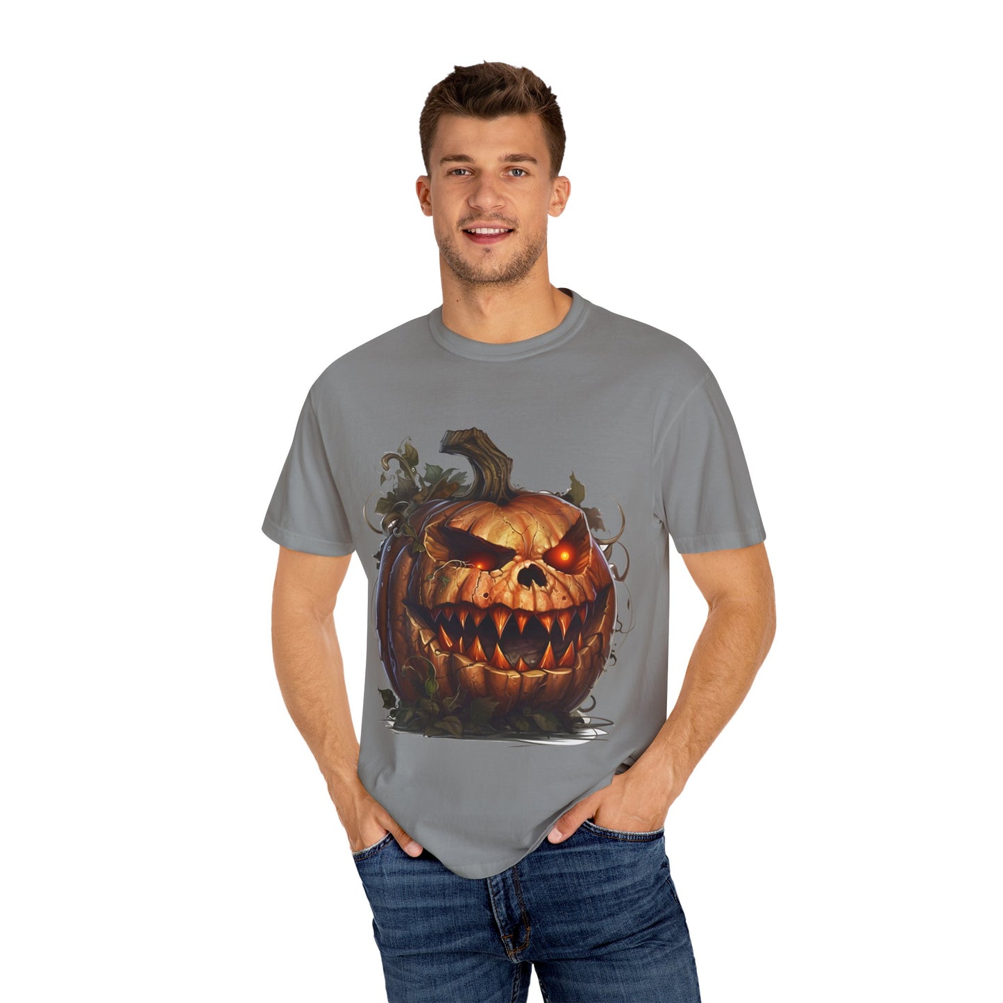 Unisex Garment-Dyed T-Shirt - Comfort Colors - Spooky Jack-O'-Lantern Design