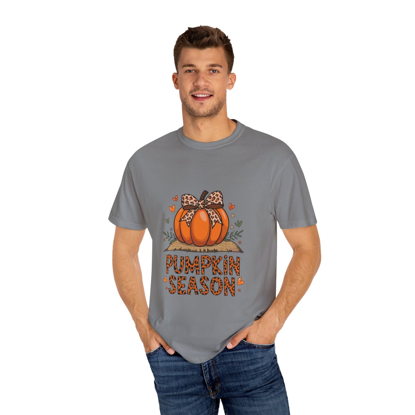 Pumpkin Season Unisex Garment-Dyed T-shirt – Leopard Print Pumpkin Fall Shirt