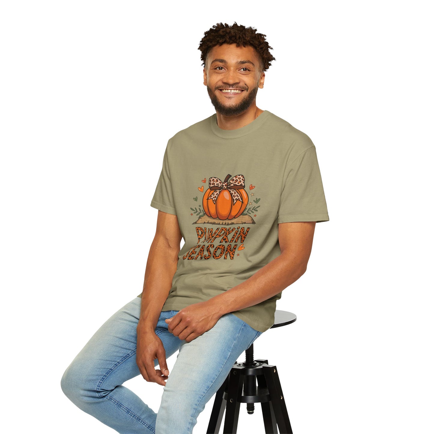 Pumpkin Season Unisex Garment-Dyed T-shirt – Leopard Print Pumpkin Fall Shirt